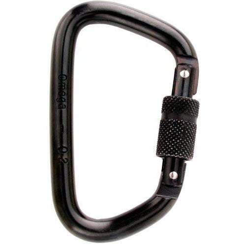Omega Pacific 7/16" Steel Modified D Screw-Lok Carabiner - Black - BLEM